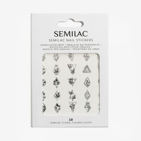 Nail Stickers 10 Floral Figures Silver-Folie